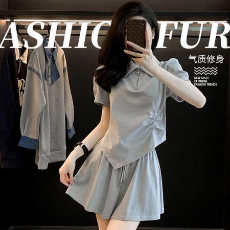 BY10164# 休闲运动短袖套装女夏季时尚网红炸街俏皮活泼阔腿短裤两件套 服裝批發女裝批發服飾貨源