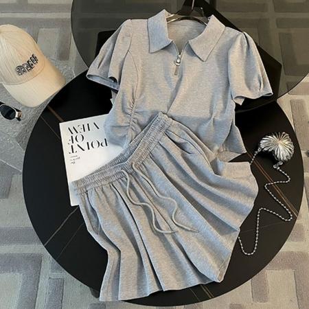 BY10164# 休闲运动短袖套装女夏季时尚网红炸街俏皮活泼阔腿短裤两件套 服裝批發女裝批發服飾貨源