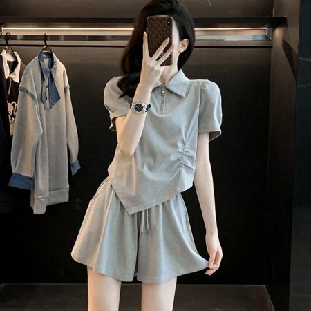 BY10164# 休闲运动短袖套装女夏季时尚网红炸街俏皮活泼阔腿短裤两件套 服裝批發女裝批發服飾貨源