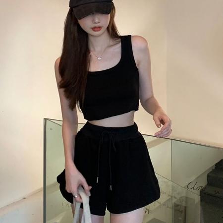 BY10165# 夏季新款可盐可甜高级感套装时尚网红女神范两休闲运动件套女 服裝批發女裝批發服飾貨源