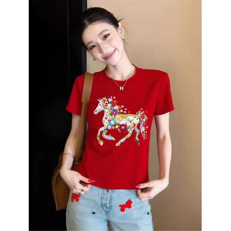 BY10175# 正肩短袖高弹力新款夏季修身显瘦洋气上衣 服裝批發女裝批發服飾貨源