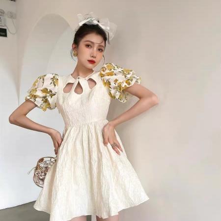 法式奶甜高级感别致惊艳绝美漂亮小众独特公主连衣裙女夏新款 服裝批發女裝批發服飾貨源