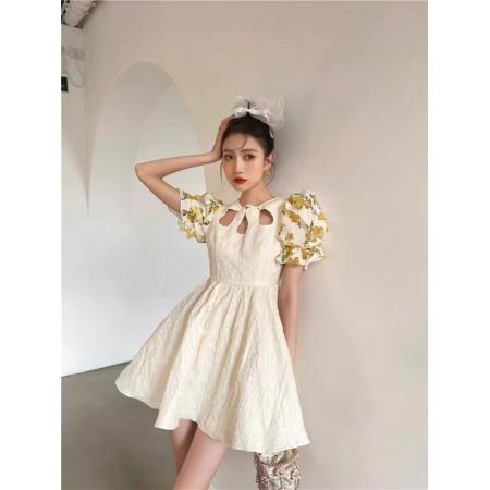 法式奶甜高级感别致惊艳绝美漂亮小众独特公主连衣裙女夏新款 服裝批發女裝批發服飾貨源