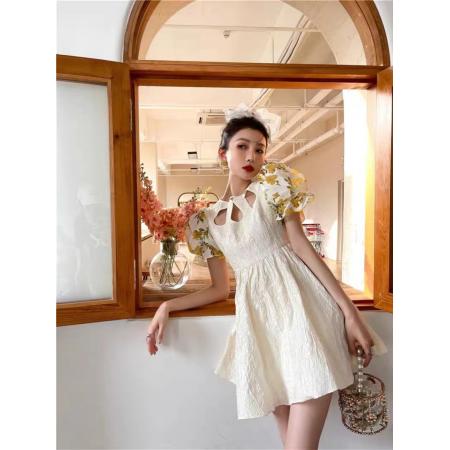 法式奶甜高级感别致惊艳绝美漂亮小众独特公主连衣裙女夏新款 服裝批發女裝批發服飾貨源