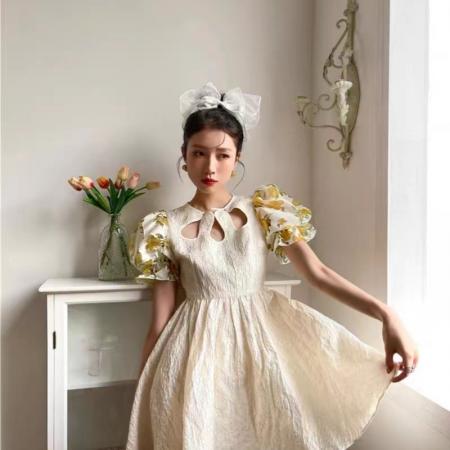法式奶甜高级感别致惊艳绝美漂亮小众独特公主连衣裙女夏新款 服裝批發女裝批發服飾貨源