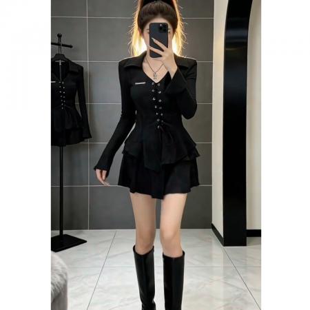 BY10192# 今年流行小个子穿搭春夏法式不规则上衣女短裙两件套装 服裝批發女裝批發服飾貨源