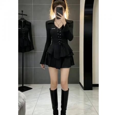 BY10192# 今年流行小个子穿搭春夏法式不规则上衣女短裙两件套装 服裝批發女裝批發服飾貨源