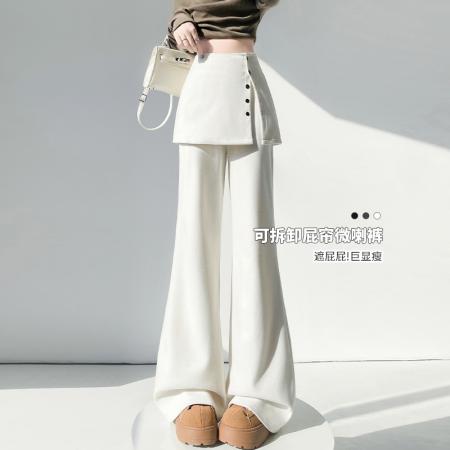 假两件屁帘微喇裤女新款春季高腰显瘦糯米休闲流行喇叭卫裤子 服裝批發女裝批發服飾貨源