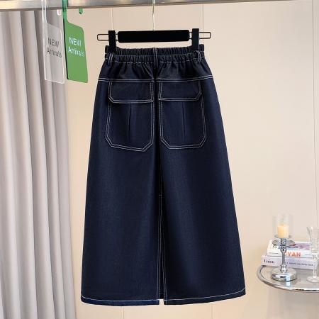 春夏新款大码宽松休闲中长款牛仔半身裙胖MM简约韩版女半身裙 服裝批發女裝批發服飾貨源