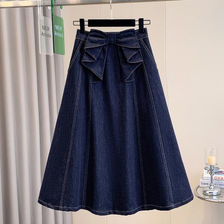 BY10208# 春夏新款大码宽松松紧腰A字弹力牛仔半身裙胖MM显瘦中长款裙 服裝批發女裝批發服飾貨源