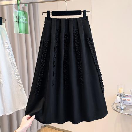 BY10209# 春夏新款大码女装宽松蕾丝A字半身裙胖MM显瘦中长款休闲裙 服裝批發女裝批發服飾貨源