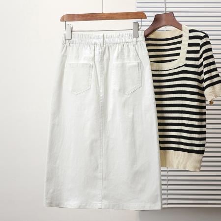 春夏新款大码宽松弹力牛仔半身裙胖MM设计感显瘦中长款A字裙 服裝批發女裝批發服飾貨源