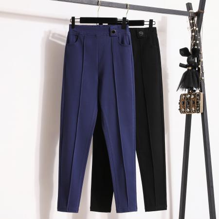 春季新款大码弹力裤胖mm高腰韩版裤子显瘦百搭九分女裤 服裝批發女裝批發服飾貨源