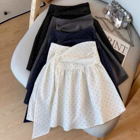 早春季绝美巨好看白色波点a字半身裙女新款高级感短裙小个子 服裝批發女裝批發服飾貨源