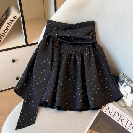 早春季绝美巨好看白色波点a字半身裙女新款高级感短裙小个子 服裝批發女裝批發服飾貨源