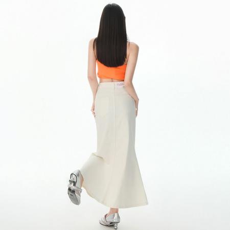 高腰弹力牛仔半身裙夏季新款设计感宽松显瘦鱼尾裙中长裙子 服裝批發女裝批發服飾貨源