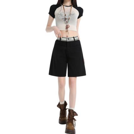 春夏装新款无弹休闲五分裤牛仔裤女小直筒裤 服裝批發女裝批發服飾貨源