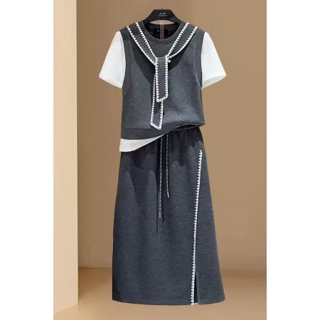 高含棉韩版休闲套装女夏季新款遮肉上衣半身裙两件套潮 服裝批發女裝批發服飾貨源