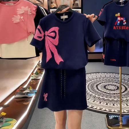 高含棉小众简约运动服套装女夏季新款上衣短裙两件套潮 服裝批發女裝批發服飾貨源