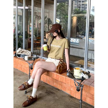 BY10285# 爆款夏字母印花宽松短袖T恤女新款高级感百搭显瘦上衣 服裝批發女裝批發服飾貨源