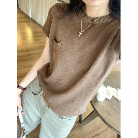 BY10297# 白色圆领短袖羊毛针织衫女夏季新款适身绝美小个子T恤 服裝批發女裝批發服飾貨源