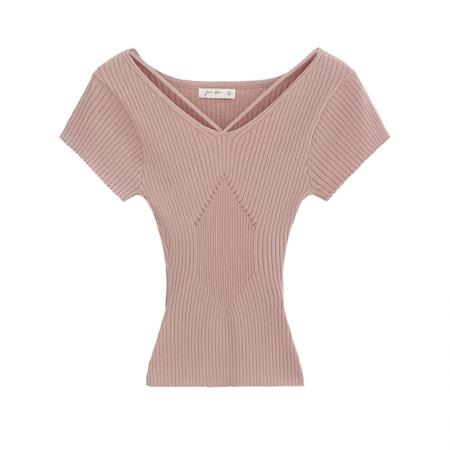 BY10303# 辣妹性感御姐V领修身紧身短袖针织衫女夏季新款小上衣 服裝批發女裝批發服飾貨源