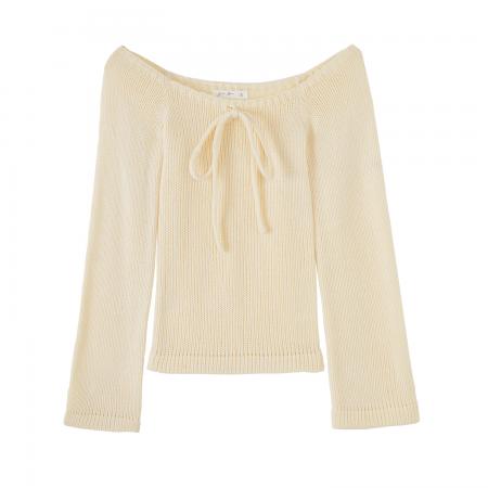 BY10304# 轻奢漂亮一字肩系带长袖针织衫女春季新款温柔性感上衣 服裝批發女裝批發服飾貨源