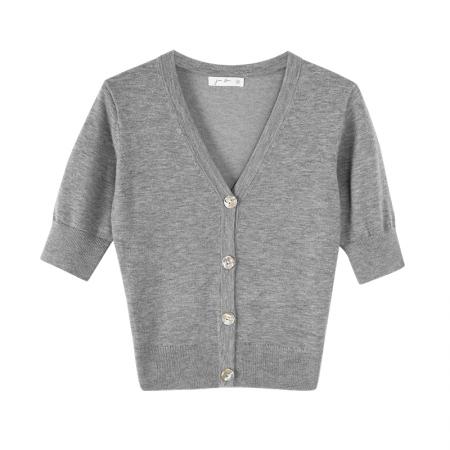 BY10308# 老钱风五分袖羊毛针织开衫女夏新款薄款百搭显瘦中袖上衣 服裝批發女裝批發服飾貨源