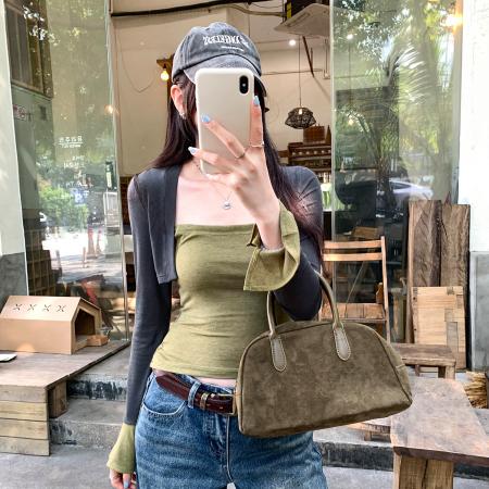 BY10309# 莱赛尔天丝喇叭袖假两件拼接打底长袖T恤女春新款上衣 服裝批發女裝批發服飾貨源