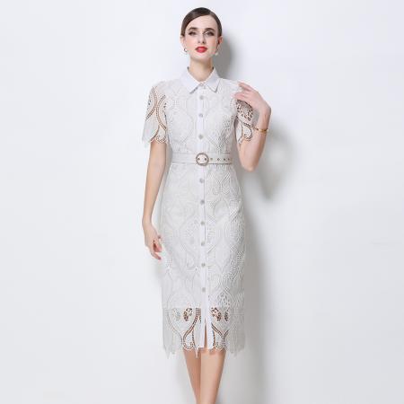 BY10319# 小众设计感名媛气质连衣裙女神范刺绣蕾丝修身包臀长裙 服裝批發女裝批發服飾貨源