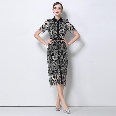 BY10319# 小众设计感名媛气质连衣裙女神范刺绣蕾丝修身包臀长裙 服裝批發女裝批發服飾貨源