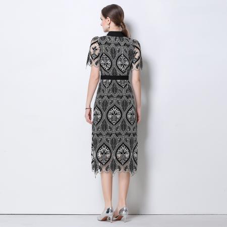 BY10319# 小众设计感名媛气质连衣裙女神范刺绣蕾丝修身包臀长裙 服裝批發女裝批發服飾貨源