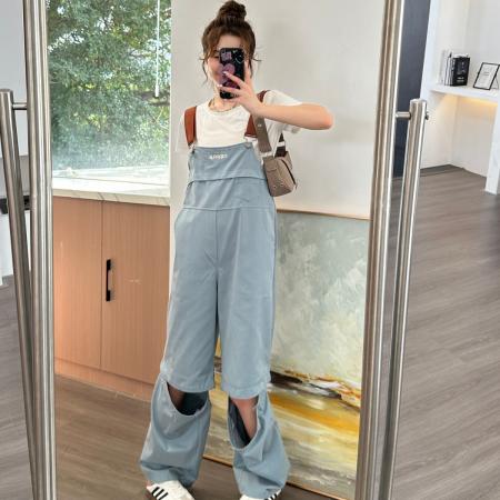 BY10326# 多巴胺复古长短两穿背带裤女新款休闲设计感宽松连体裤 服裝批發女裝批發服飾貨源
