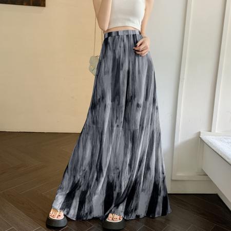 BY10328# 春夏新款设计感拼接扎染性感高腰显瘦露肩褶皱长款半身裙 服裝批發女裝批發服飾貨源