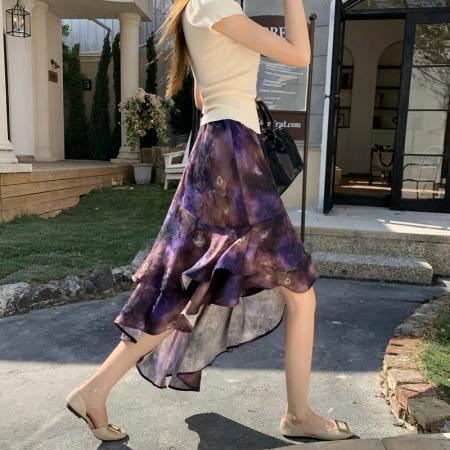 BY10330# 流光段面提花法式不规则半裙春夏新款设计感蛋糕裙a字中长裙 服裝批發女裝批發服飾貨源