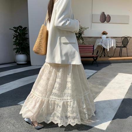 BY10334# 重工法式蕾丝拼接半身长裙春夏新款仙女重工刺绣蛋糕裙女 服裝批發女裝批發服飾貨源