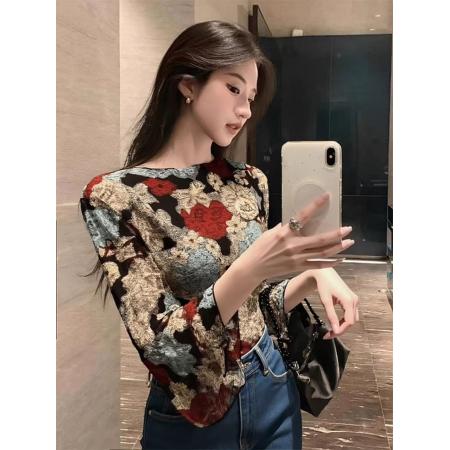 BY10340# 法式别致绝美小上衣高级感超好看轻奢减龄洋气花色雪纺衬衫女 服裝批發女裝批發服飾貨源