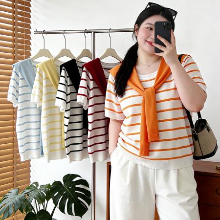 BY10351# 大码女装胖mm春夏装新款减龄显瘦披肩两件套针织短袖T恤 服裝批發女裝批發服飾貨源