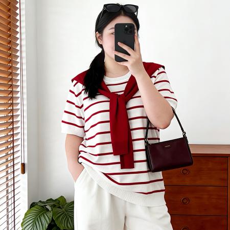 BY10351# 大码女装胖mm春夏装新款减龄显瘦披肩两件套针织短袖T恤 服裝批發女裝批發服飾貨源