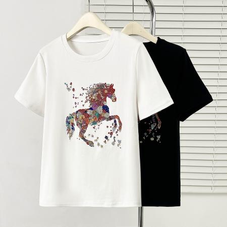 BY10359# 大码女装短袖T恤女夏季新款休闲百搭圆领简约显瘦上衣 服裝批發女裝批發服飾貨源