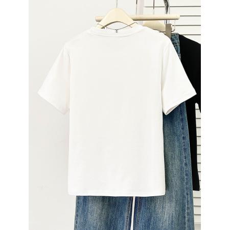 BY10359# 大码女装短袖T恤女夏季新款休闲百搭圆领简约显瘦上衣 服裝批發女裝批發服飾貨源