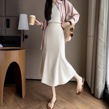 BY10370# 春夏新款百搭西装裙OL时尚喇叭大摆裙显瘦气质半身裙职业包裙 服裝批發女裝批發服飾貨源