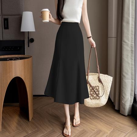 BY10370# 春夏新款百搭西装裙OL时尚喇叭大摆裙显瘦气质半身裙职业包裙 服裝批發女裝批發服飾貨源