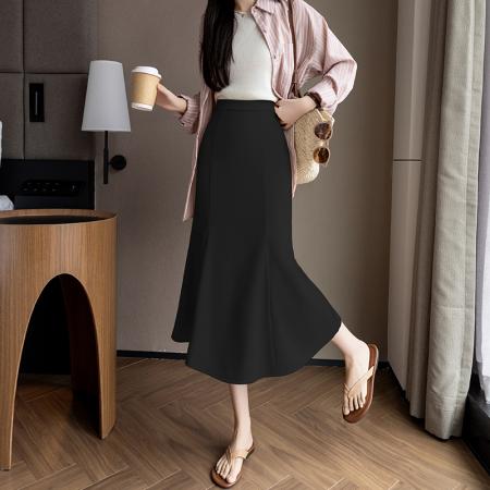 BY10370# 春夏新款百搭西装裙OL时尚喇叭大摆裙显瘦气质半身裙职业包裙 服裝批發女裝批發服飾貨源