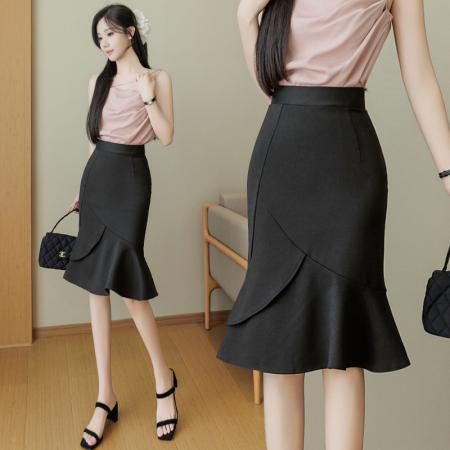 BY10371# 高档包臀裙春夏季新款一步裙显瘦百搭中长款鱼尾裙修身弹力包裙子 服裝批發女裝批發服飾貨源