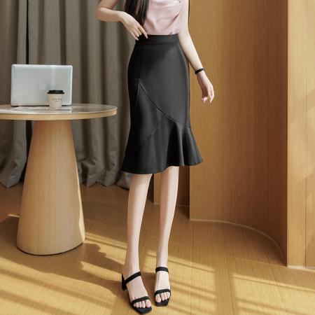 BY10371# 高档包臀裙春夏季新款一步裙显瘦百搭中长款鱼尾裙修身弹力包裙子 服裝批發女裝批發服飾貨源