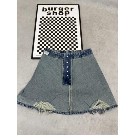 BY10378# 高腰牛仔短裙女夏a字半身裙小个子小众设计感涂鸦显瘦裙子牛仔裙 服裝批發女裝批發服飾貨源