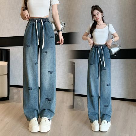 BY10379# 刺绣牛仔裤女...