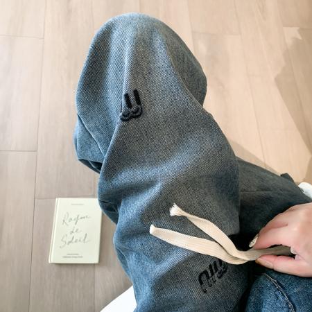 BY10379# 刺绣牛仔裤女夏款百搭时尚高腰显瘦休闲简约阔腿长裤 服裝批發女裝批發服飾貨源