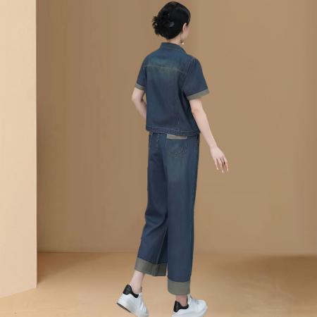 BY10383# 高含棉夏季新款高级感小香风套装女士外套阔腿裤两件套 服裝批發女裝批發服飾貨源